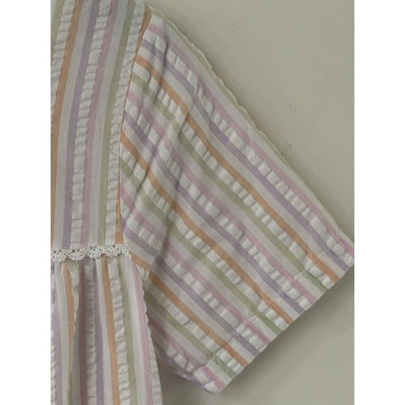 Intimate Essentials Womens Vintage Seersucker Robe Zip Up Front Housecoat Small - Picture 4 of 15